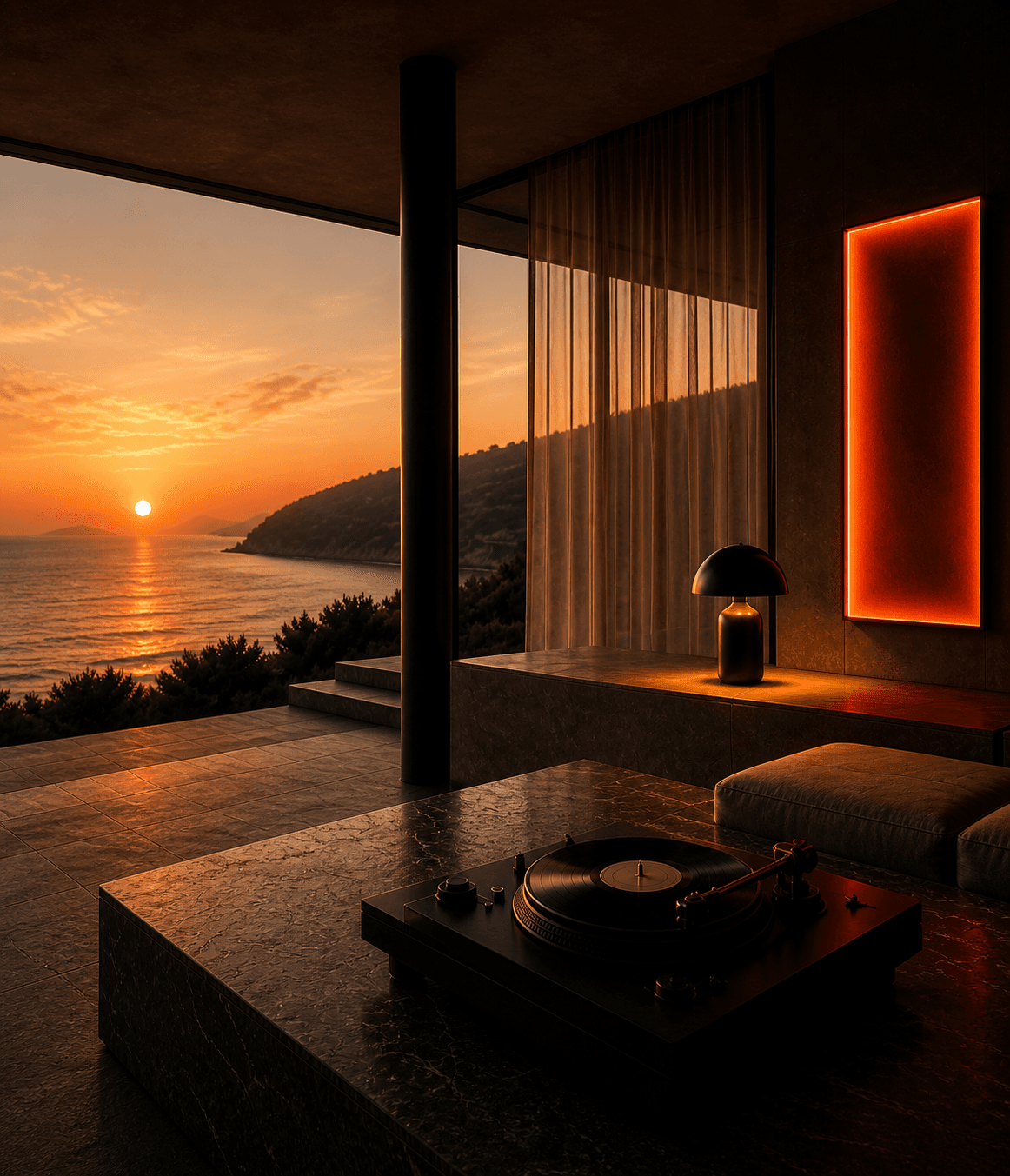 Luxury interior with turntable